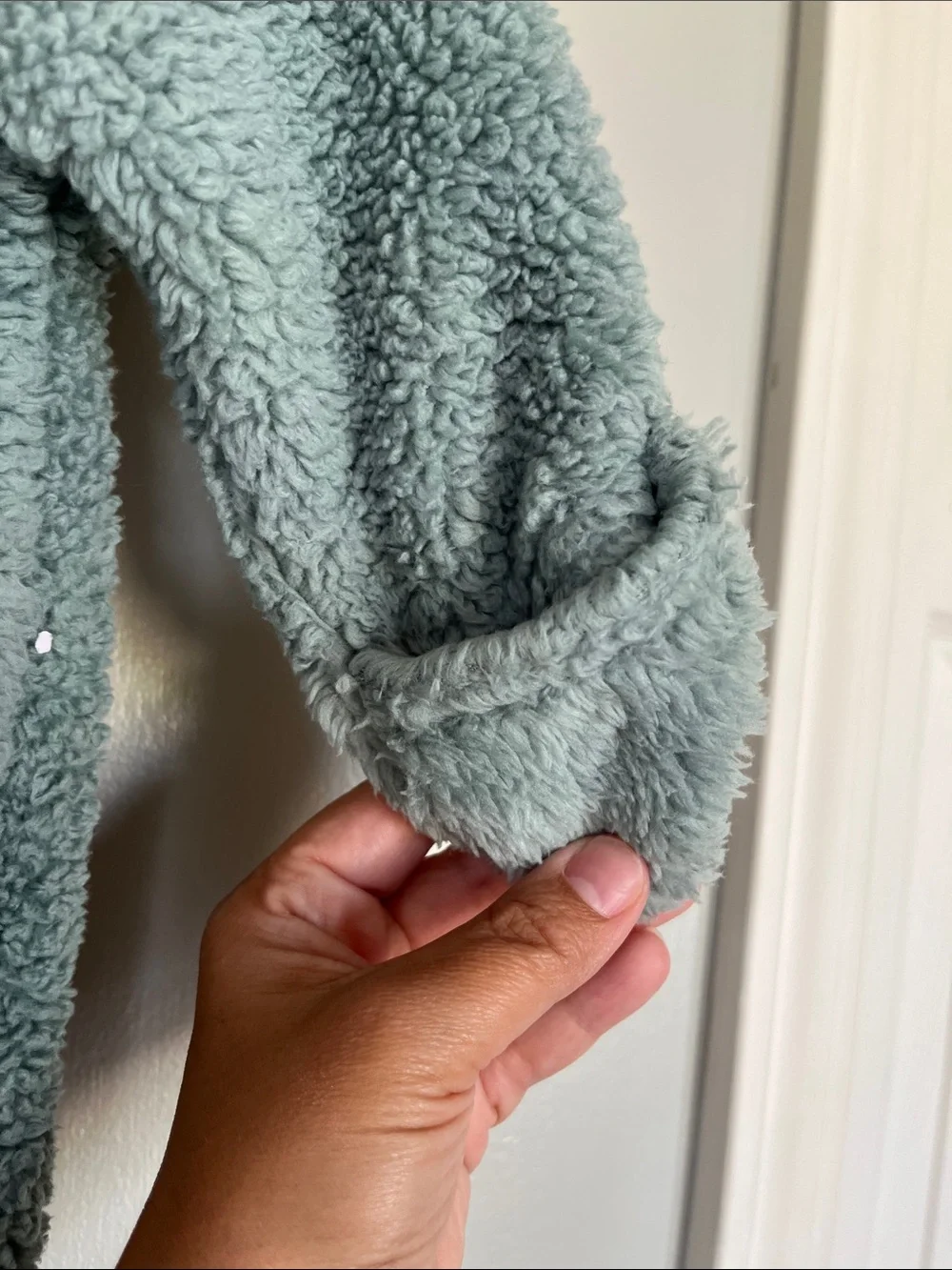 Carter’s Plush Fleece Footed One-Piece in Sage Green warm for fall or winter 3mo